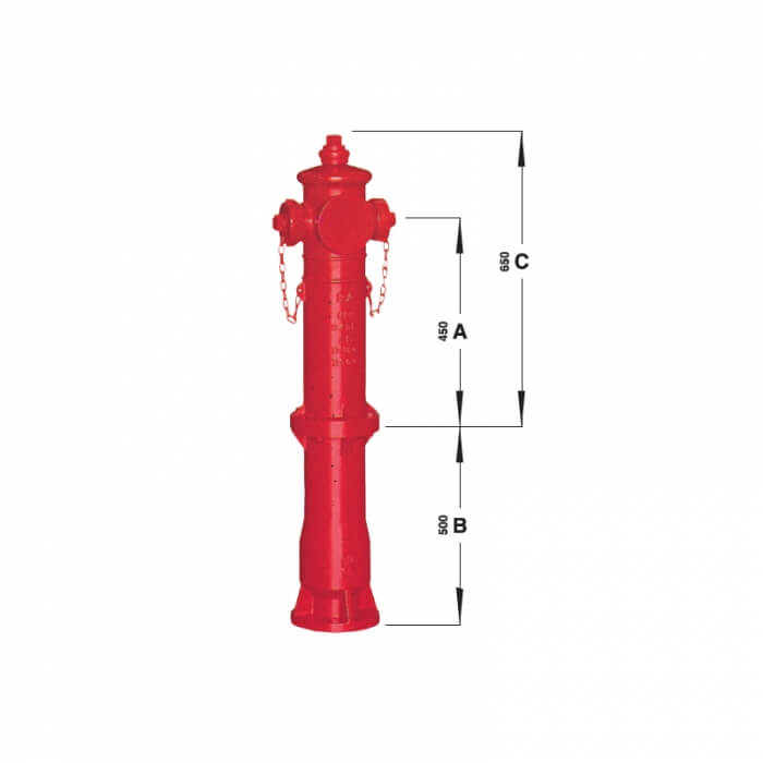 Idranti soprasuolo a colonna tipo 2000 B.A UNI 9485 - 450/500/650